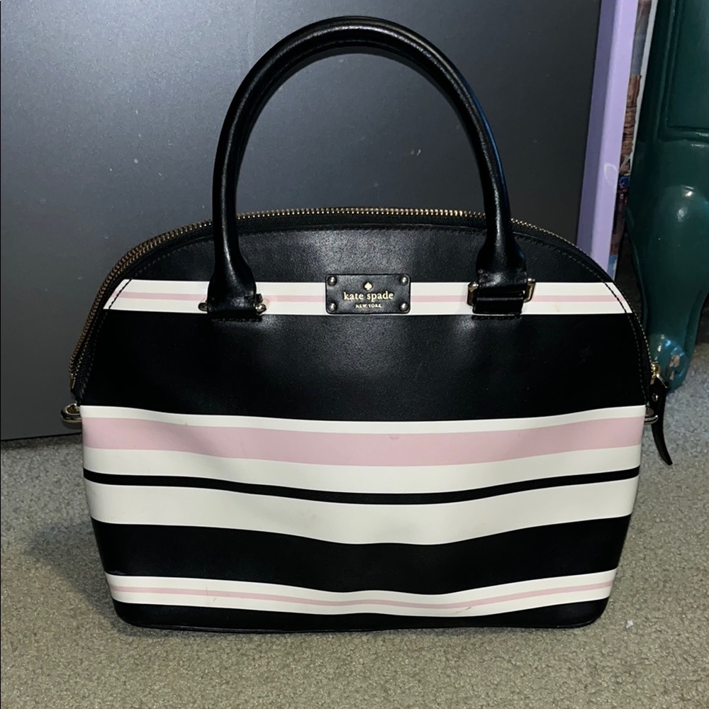Kate Spade Black and Pink Striped Women's Bag